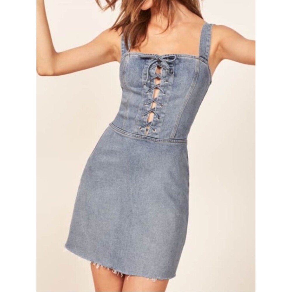Reformation Kayla Denim Corset Mini Dress